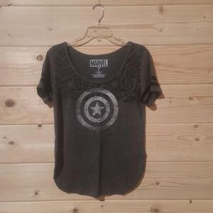 Marvel Women's Short Sleeve Graphic T-shirt Gray Size L 19x26